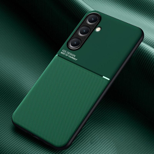 Samsung Galaxy A36 Classic Tilt Strip Grain Magnetic PC Hybrid TPU Phone Case - Green